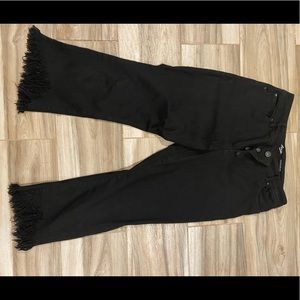 INC black fringe bottom jeans